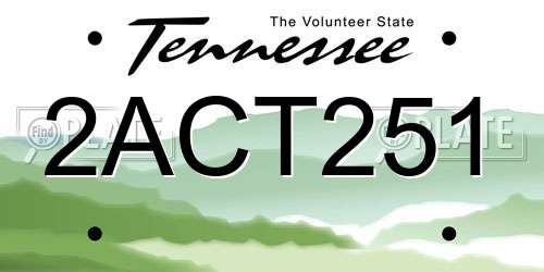 2ACT251 Tennessee License Plate