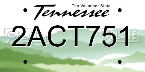 2ACT751 Tennessee License Plate