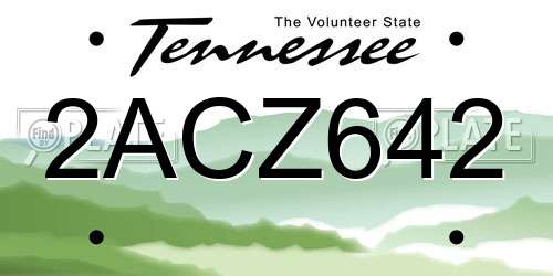 2ACZ642 Tennessee License Plate