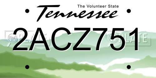 2ACZ751 Tennessee License Plate