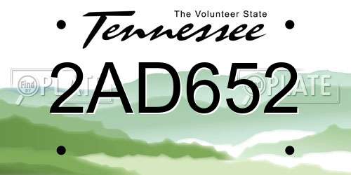 2AD652 Tennessee License Plate