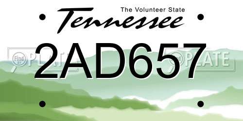 2AD657 Tennessee License Plate