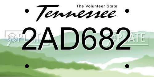 2AD682 Tennessee License Plate