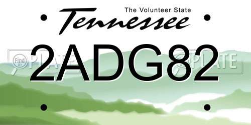 2ADG82 Tennessee License Plate