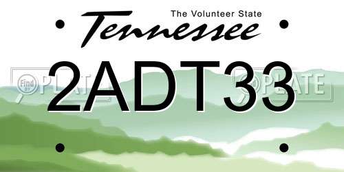 2ADT33 Tennessee License Plate