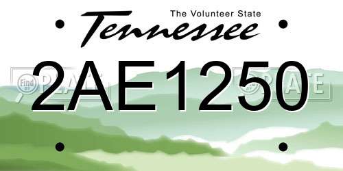 2AE1250 Tennessee License Plate