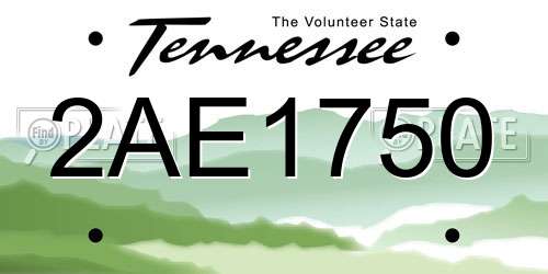 2AE1750 Tennessee License Plate