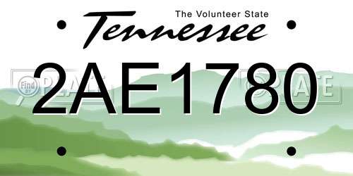 2AE1780 Tennessee License Plate
