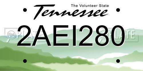 2AEI280 Tennessee License Plate