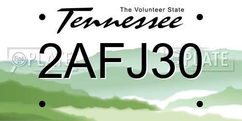 2AFJ30 Tennessee License Plate