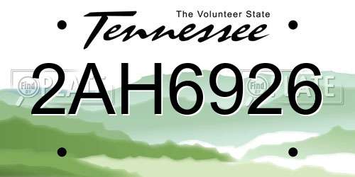 2AH6926 Tennessee License Plate