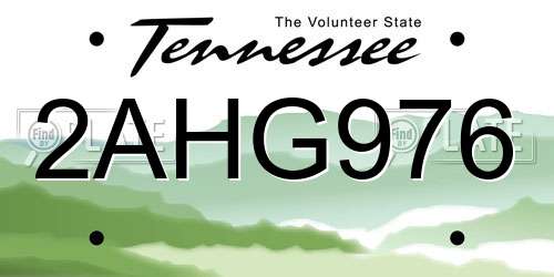 2AHG976 Tennessee License Plate