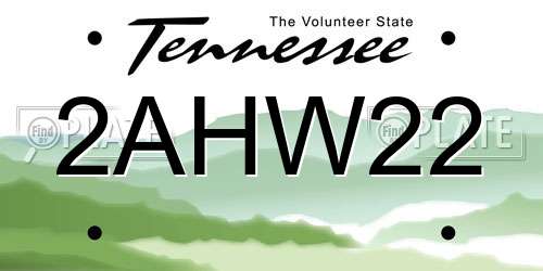 2AHW22 Tennessee License Plate