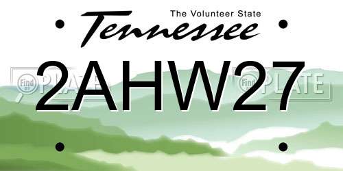2AHW27 Tennessee License Plate
