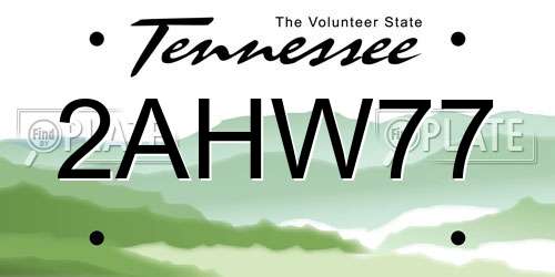 2AHW77 Tennessee License Plate