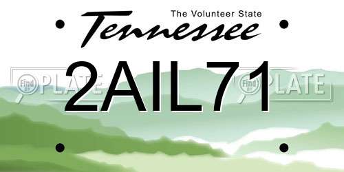 2AIL71 Tennessee License Plate