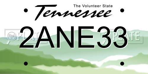 2ANE33 Tennessee License Plate