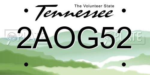 2AOG52 Tennessee License Plate