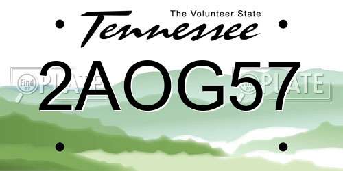 2AOG57 Tennessee License Plate