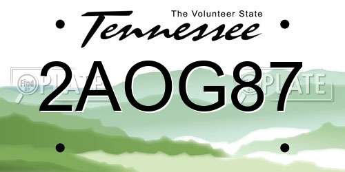 2AOG87 Tennessee License Plate