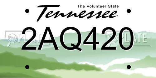 2AQ420 Tennessee License Plate