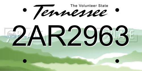 2AR2963 Tennessee License Plate