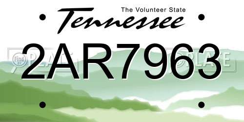 2AR7963 Tennessee License Plate