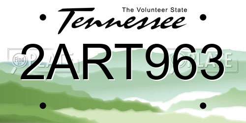 2ART963 Tennessee License Plate