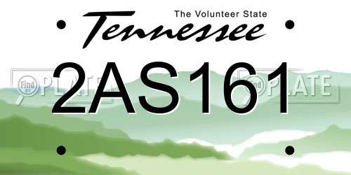 2AS161 Tennessee License Plate