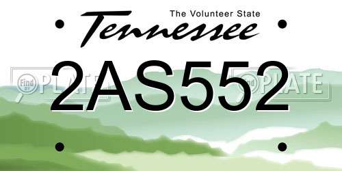 2AS552 Tennessee License Plate