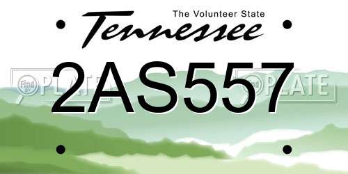 2AS557 Tennessee License Plate
