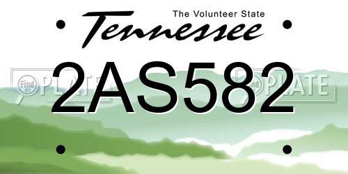 2AS582 Tennessee License Plate