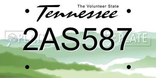 2AS587 Tennessee License Plate