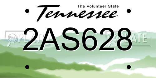 2AS628 Tennessee License Plate