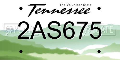2AS675 Tennessee License Plate