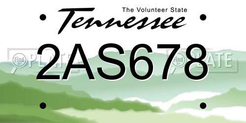 2AS678 Tennessee License Plate
