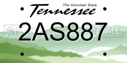 2AS887 Tennessee License Plate