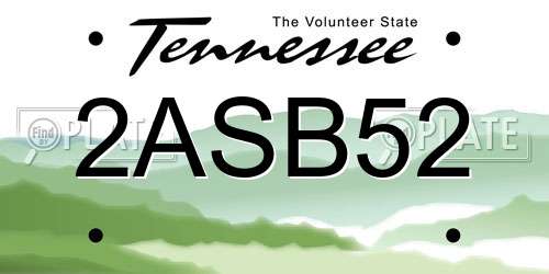 2ASB52 Tennessee License Plate
