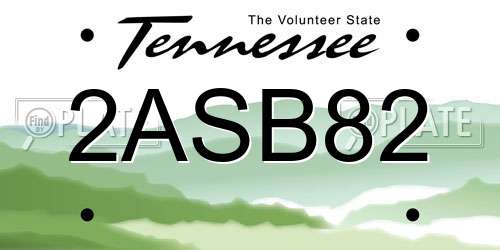 2ASB82 Tennessee License Plate