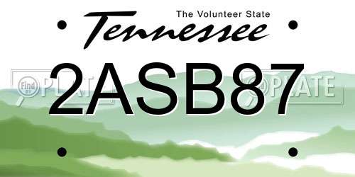 2ASB87 Tennessee License Plate