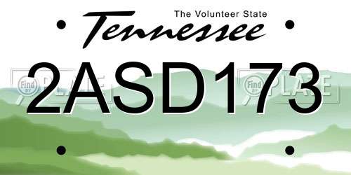 2ASD173 Tennessee License Plate