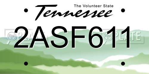 2ASF611 Tennessee License Plate