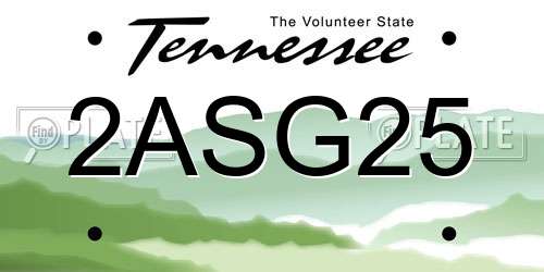 2ASG25 Tennessee License Plate