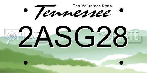 2ASG28 Tennessee License Plate
