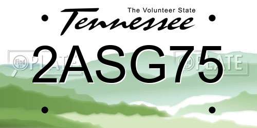 2ASG75 Tennessee License Plate