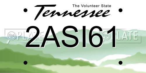 2ASI61 Tennessee License Plate
