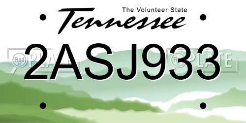 2ASJ933 Tennessee License Plate