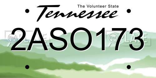 2ASO173 Tennessee License Plate