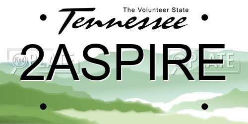 2ASPIRE Tennessee License Plate