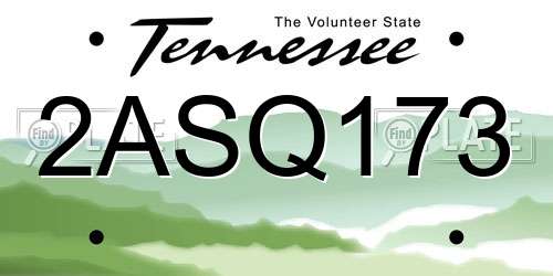 2ASQ173 Tennessee License Plate